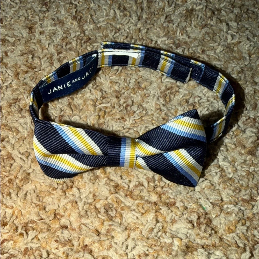 janie and jack blue yellow and white striped bow tie